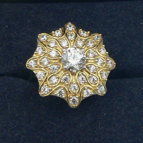 LUSTRO STELLA Sz 6 Swarovski Zirconia Cluster Ring - Picture 1 of 6